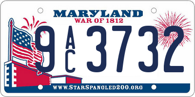 MD license plate 9AC3732