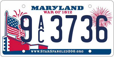MD license plate 9AC3736