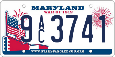 MD license plate 9AC3741