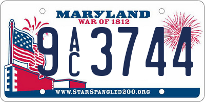 MD license plate 9AC3744
