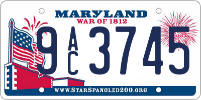 MD license plate 9AC3745