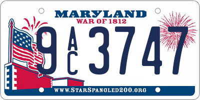 MD license plate 9AC3747