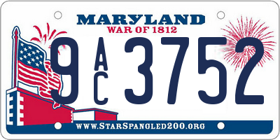 MD license plate 9AC3752