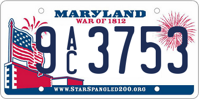 MD license plate 9AC3753