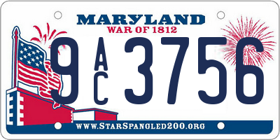 MD license plate 9AC3756