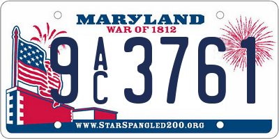 MD license plate 9AC3761