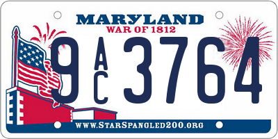 MD license plate 9AC3764