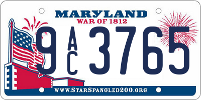 MD license plate 9AC3765