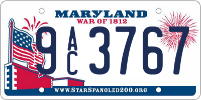MD license plate 9AC3767