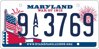 MD license plate 9AC3769