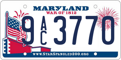 MD license plate 9AC3770