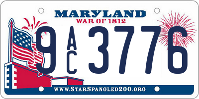 MD license plate 9AC3776