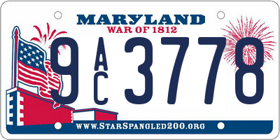 MD license plate 9AC3778
