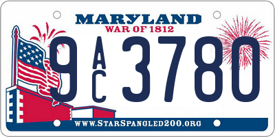 MD license plate 9AC3780