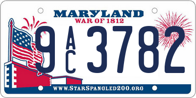 MD license plate 9AC3782