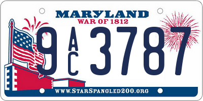 MD license plate 9AC3787
