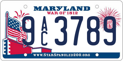 MD license plate 9AC3789