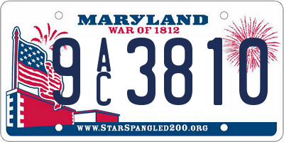 MD license plate 9AC3810