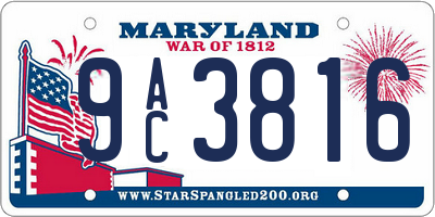 MD license plate 9AC3816