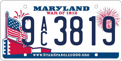 MD license plate 9AC3819