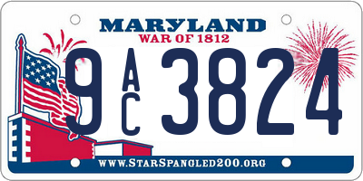 MD license plate 9AC3824