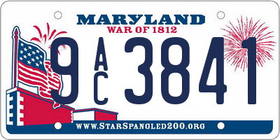 MD license plate 9AC3841