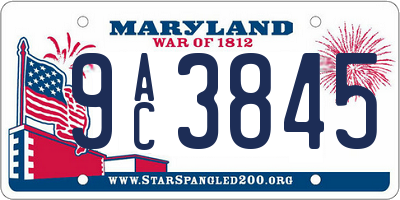 MD license plate 9AC3845