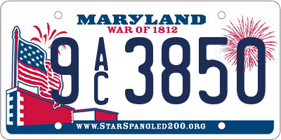MD license plate 9AC3850