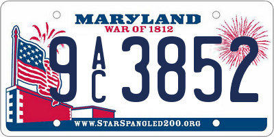 MD license plate 9AC3852