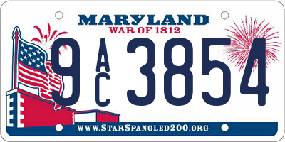MD license plate 9AC3854