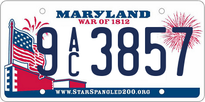 MD license plate 9AC3857