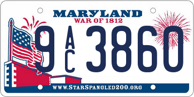 MD license plate 9AC3860