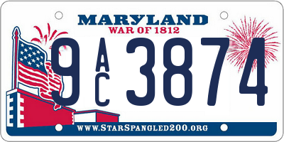 MD license plate 9AC3874