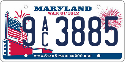 MD license plate 9AC3885