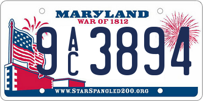 MD license plate 9AC3894
