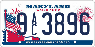 MD license plate 9AC3896
