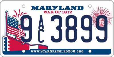 MD license plate 9AC3899