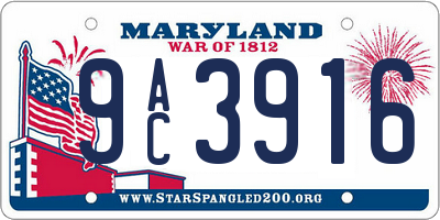 MD license plate 9AC3916