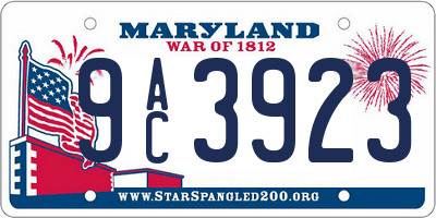 MD license plate 9AC3923