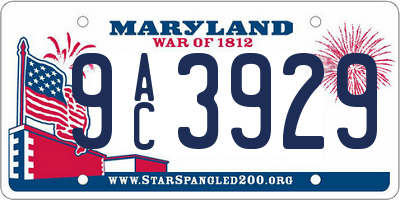 MD license plate 9AC3929
