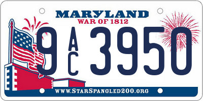 MD license plate 9AC3950