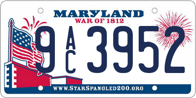 MD license plate 9AC3952