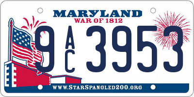 MD license plate 9AC3953