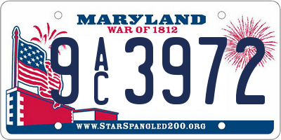 MD license plate 9AC3972