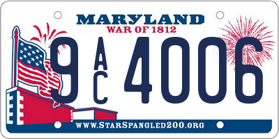 MD license plate 9AC4006