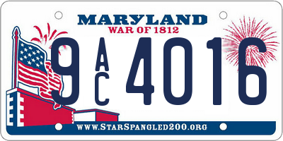 MD license plate 9AC4016