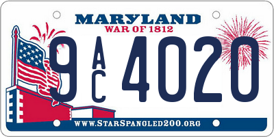 MD license plate 9AC4020