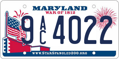 MD license plate 9AC4022