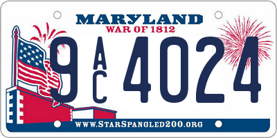 MD license plate 9AC4024