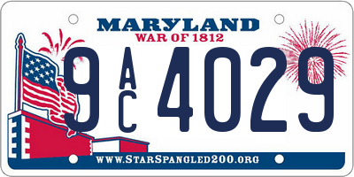 MD license plate 9AC4029